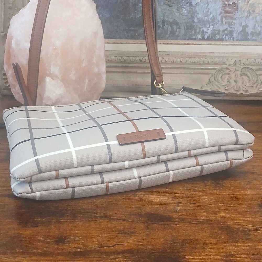 FIRM!!!! Fossil Women's Beige Plaid Shoulder Bag - Picture 13 of 17